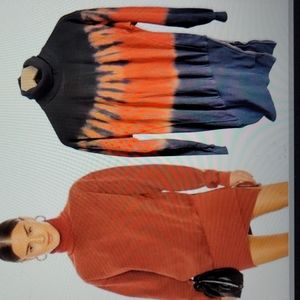Young Fabulous & Broke Turtle Neck Sweatshirt Zip Hem Tie Dye Dress